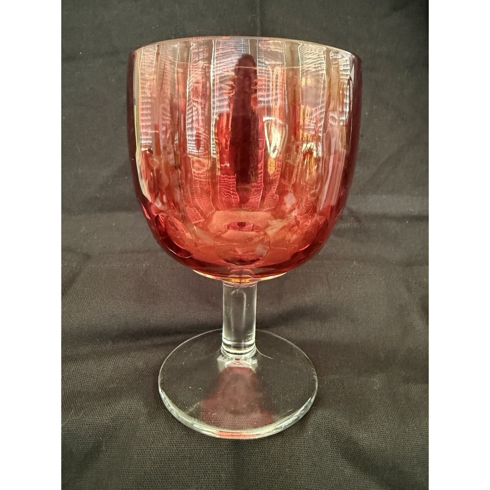 Ruby Red Painted Glass Goblet with Clear Stem, 5.5 in, Round‎ Glassware